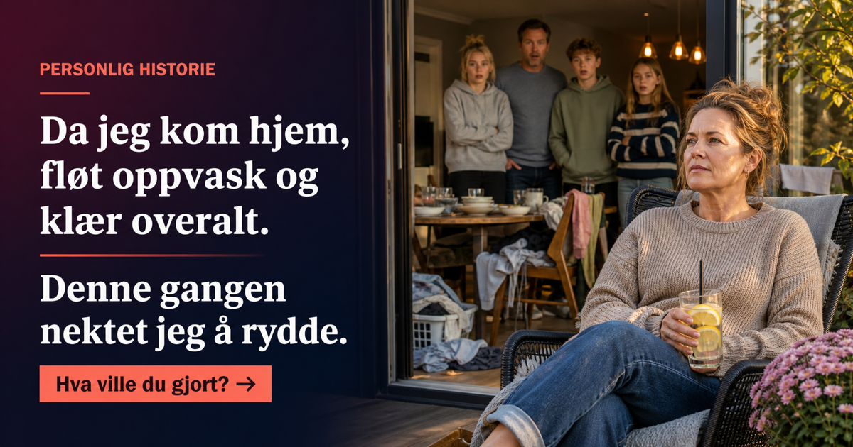 Mor sitter utenfor hjemmet mens familien oppdager rotet de har latt ligge