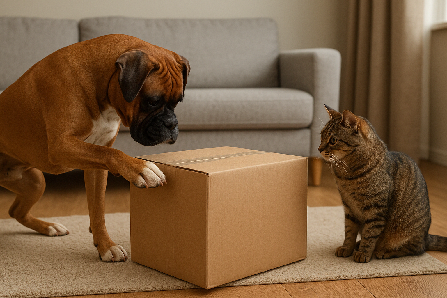 Når hunden møter katten i esken!